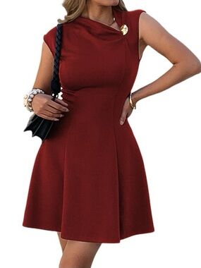 Sleeveless Fit & Flare Burgundy Dress